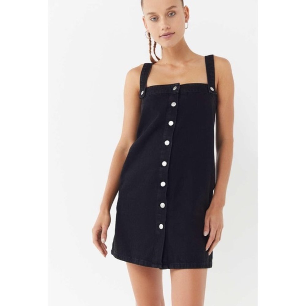 Urban Outfitters Aria Black Denim Overall Dress S